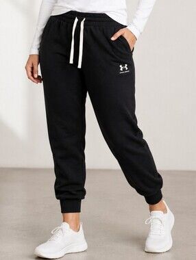 🌟🖤 Under Armour Women's Plus Size Black Jogger Sweatpants 1X Athleisure Lounge